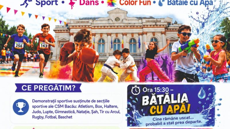 Start vacanței în Bacău: Piața Tricolorului se transformă în cel mai mare teren de joacă și distracție!