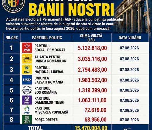 15,4 milioane de lei pentru partide, într-o singură lună. Cine plătește nota?