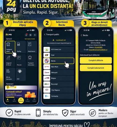 Biletul de autobuz poate fi cumpărat direct de pe telefon, în Bacău