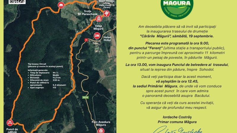 11 kilometri prin pădure și o panoramă asupra Bacăului. „Cărările Măgurii” se deschid pentru iubitorii de natură