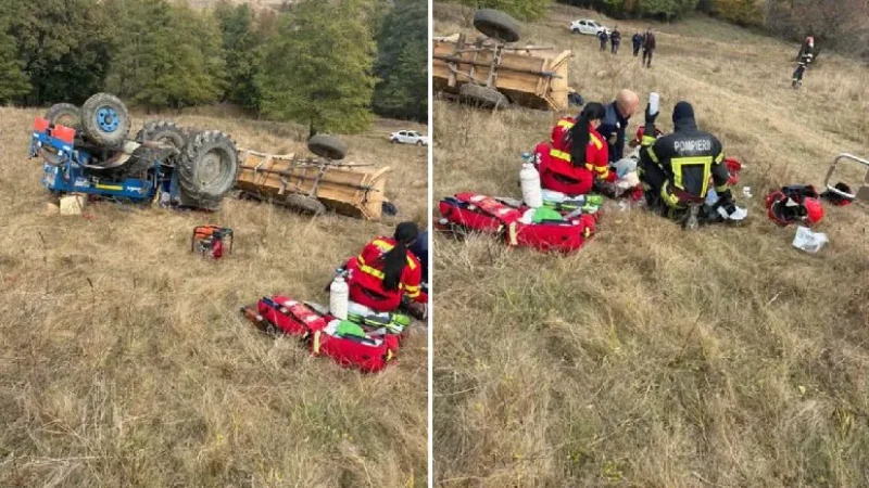 Tragedie în comuna Ștefan cel Mare, lângă Onești: un bărbat a murit după ce tractorul s-a răsturnat. Trei persoane au fost rănite